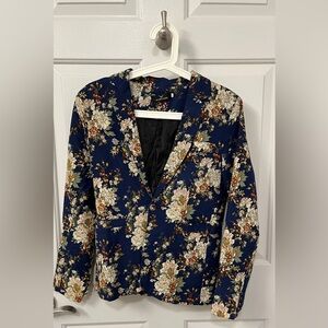 Floral lightweight blazer, navy blue, M